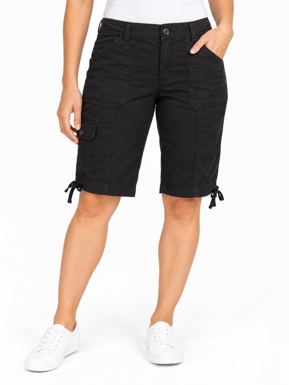 St. John’s Bay Women’s Black Cargo Bermuda Shorts Size 12